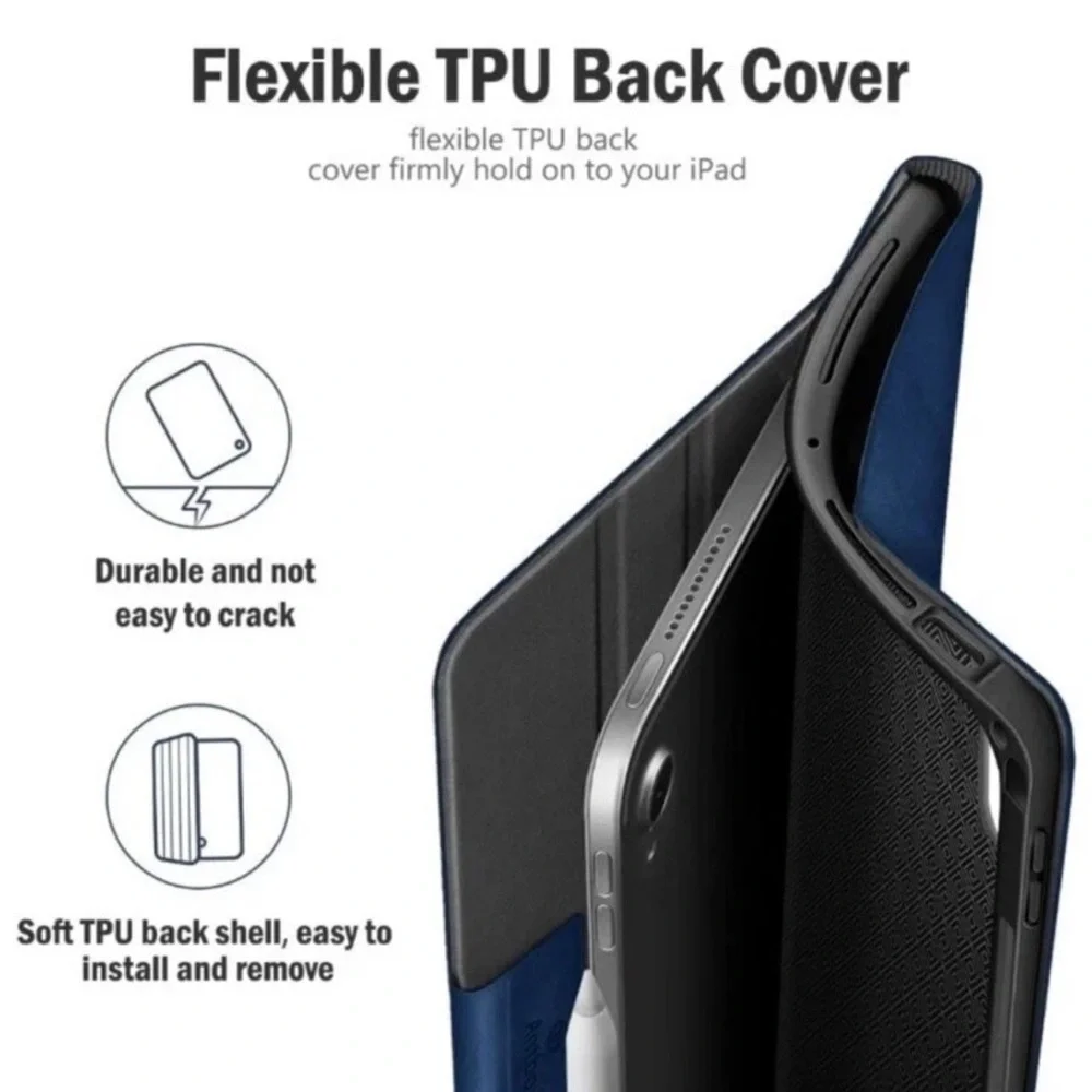 Antbox for iPad Pro 13 Inch Case M4(2024), Built-in Pencil Holder (navy)